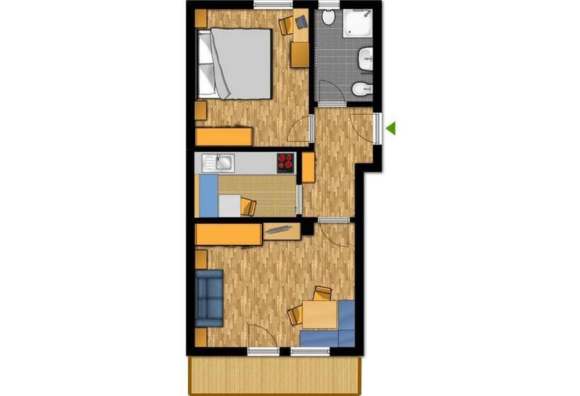 דירה בת חדר שינה 1 עם מרפסת, Apartments Lasteis