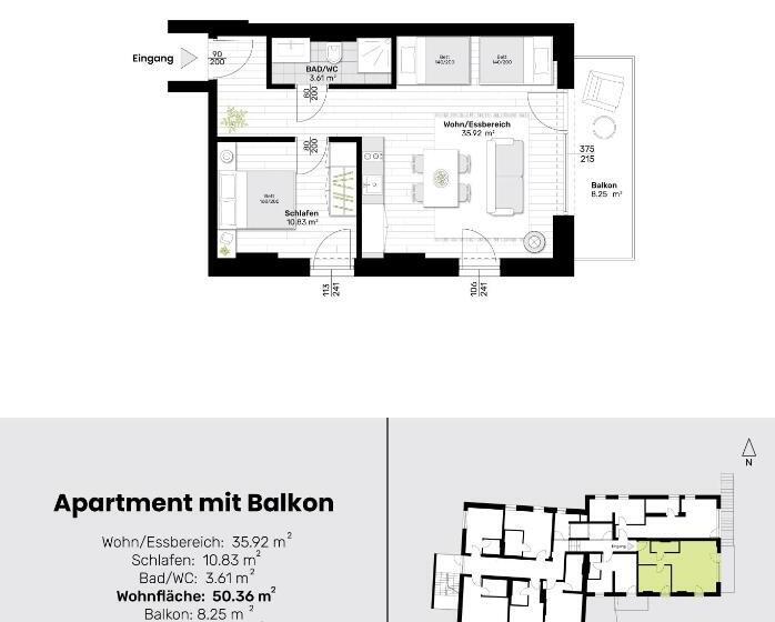 דירה בת חדר שינה 1 עם מרפסת, Rittertal