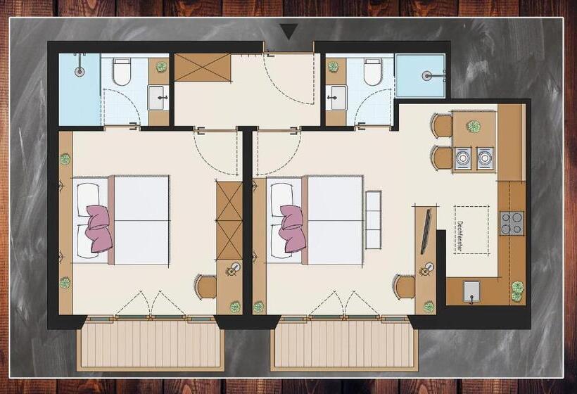 آپارتمان 2 خوابه با بالکن, Poltehof