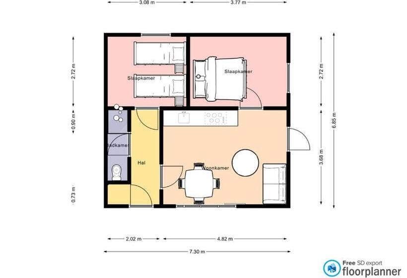 带2个卧室的公寓, Molltaler Appartements En B&b