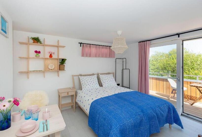 غرفة ديلوكس مزودة بشرفة, B&b Duinblick