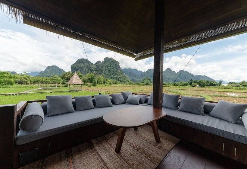 וילה דלוקס חדר שינה 1, Viengtara Vangvieng Resort