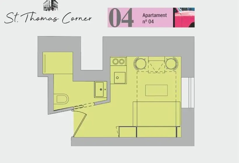 １ベッドルームベーシックアパートメント, Saint Thomas Corner   By Upstairs