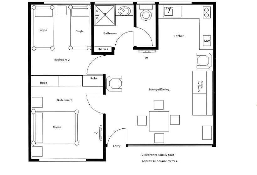 شقة عائلية غرفتين نوم, Barclay Motor Inn