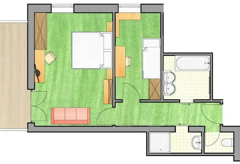 バルコニー付き１ベッドルームアパートメント, Heidi Hotel Falkertsee   Kinder