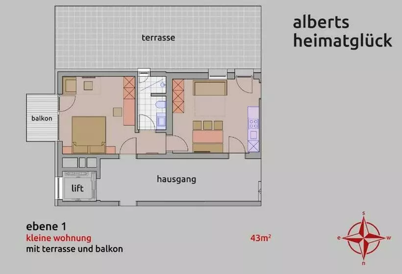 バルコニー付き１ベッドルームアパートメント, Alberts Heimatglück
