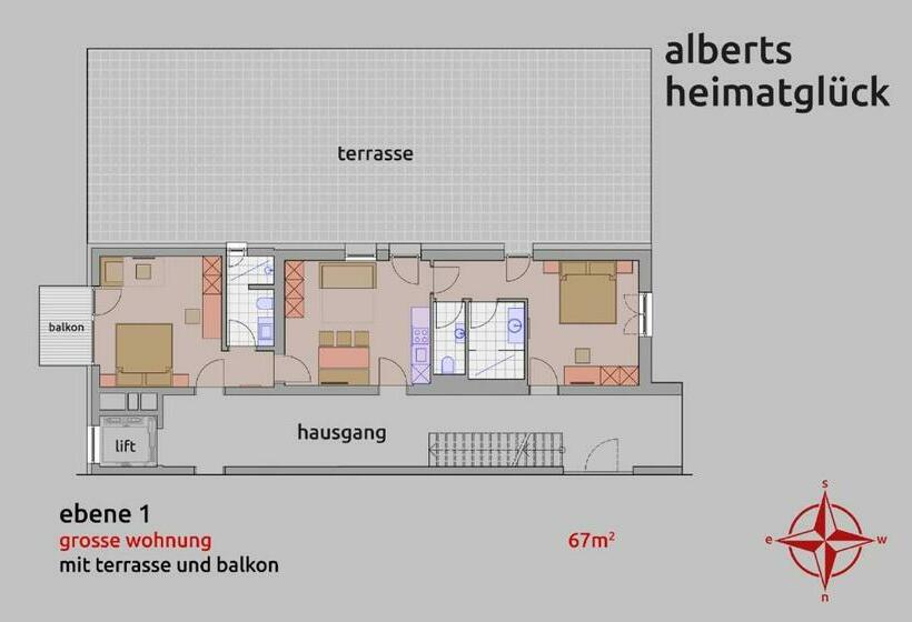 Апартаменты 2 Спальни с Балконом, Alberts Heimatglück