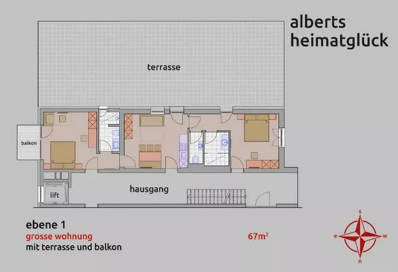 バルコニー付２ベッドルームアパートメント, Alberts Heimatglück