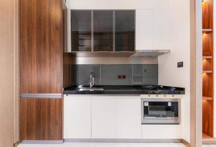 غرفة ديلوكس سرير كينج, Sha Zhi Ye Serviced Apartment Hotel   Houjie Wanda Plaza Liaoxia Subway Station