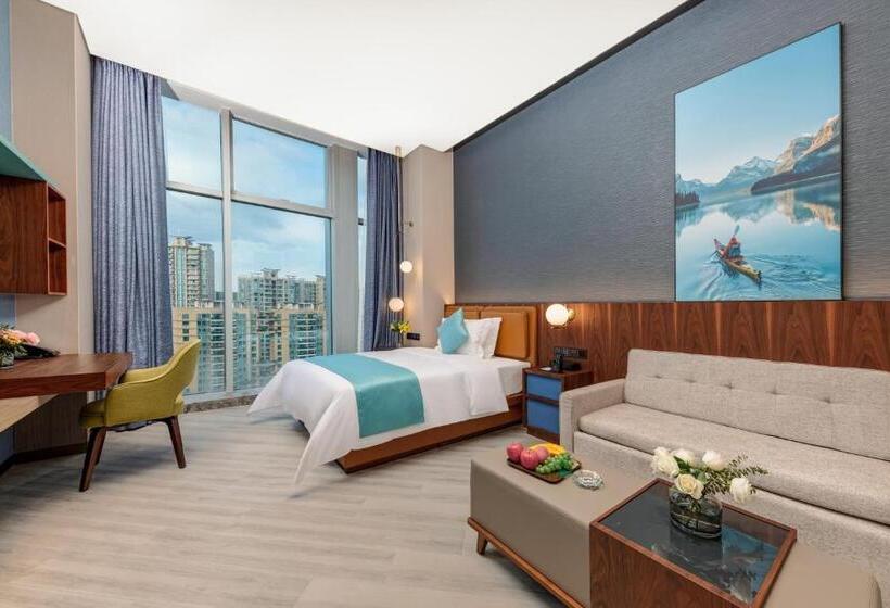 غرفة ديلوكس سرير كينج, Sha Zhi Ye Serviced Apartment Hotel   Houjie Wanda Plaza Liaoxia Subway Station