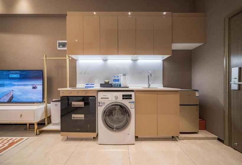 스탠다드 룸 킹사이즈 침대, Gepai Executive Apartment   Shenzhen Futian Convention And Exhibition Center