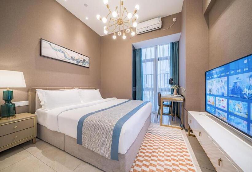 스탠다드 룸 킹사이즈 침대, Gepai Executive Apartment   Shenzhen Futian Convention And Exhibition Center