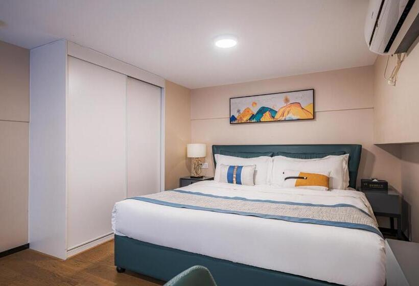 Quarto Deluxe Cama King, Gepai Executive Apartment   Shenzhen Futian Convention And Exhibition Center