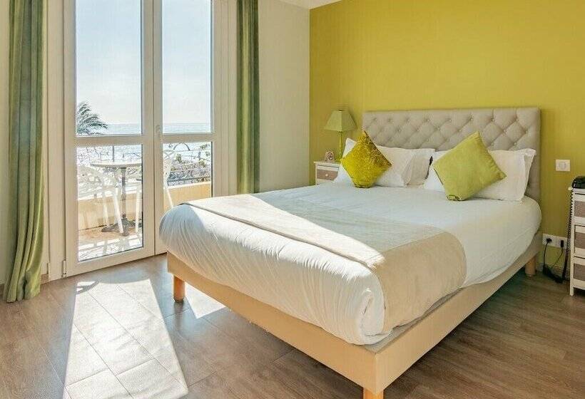 オーシャンビューデラックスルームバルコニー付き, Hôtel Du Bord De Mer Le Vanillé