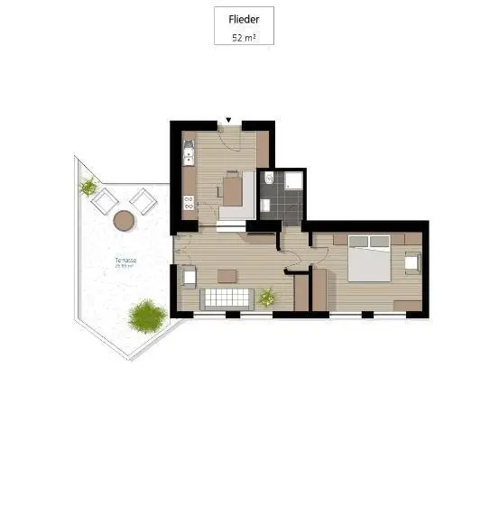 テラス付き１ベッドルームアパートメント, Apartm. & Bb Ferienidylle Gstrein