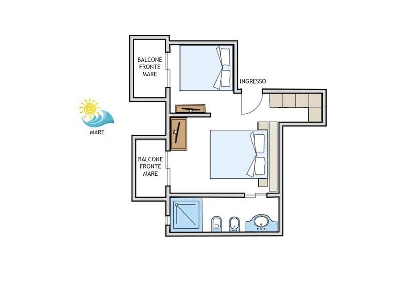 غرفة قياسية رباعية مطلة على البحر, Villa Sole Resort