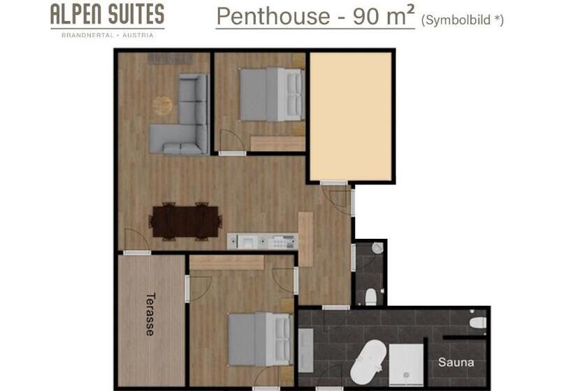 غرفة دور أخير, Alpen Suites Brandnertal