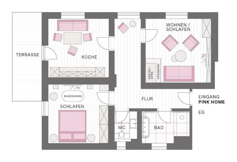 テラス付き1ベッドルームアパートメント, Wanderhotel Kirchner