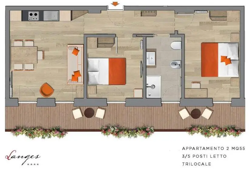 ２ベッドルームアパートメント, Residence Langes