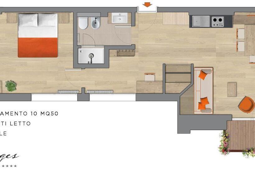 침실 1개 아파트, Residence Langes