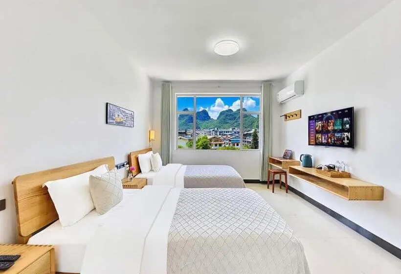 マウンテンビュースタンダードルーム, Yangshuo Singing River Climbers House 阳朔八月客栈 原江缘攀岩客栈