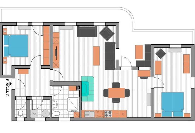 Апартаменты 1 Спальня с Видом, Heilbad Burgwies