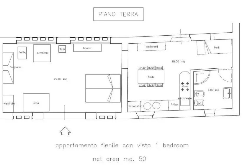 庭の見える１ベッドルームアパートメント, Casignano