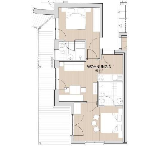 침실 2개 아파트, Aparthotel Abiná Lana Höhe