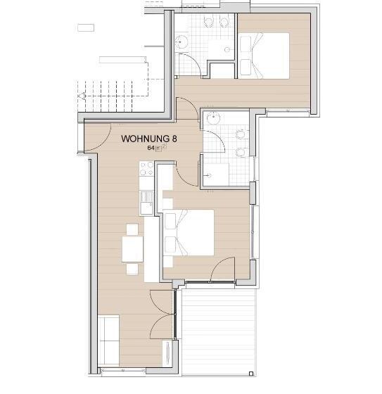 침실 1개 테라스 아파트, Aparthotel Abiná Lana Höhe