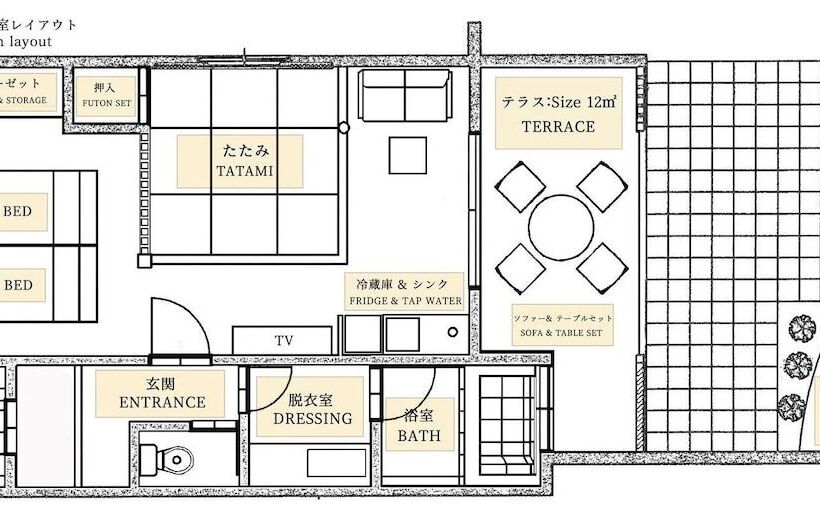 غرفة قياسية مطلة على الجبل, Hananoyado Yumefuji