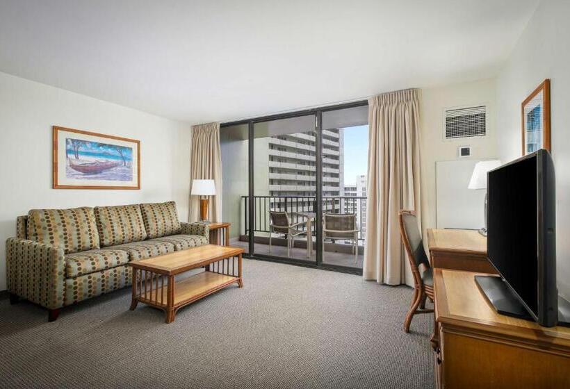 套房侧面可观海景, Aston Waikiki Sunset