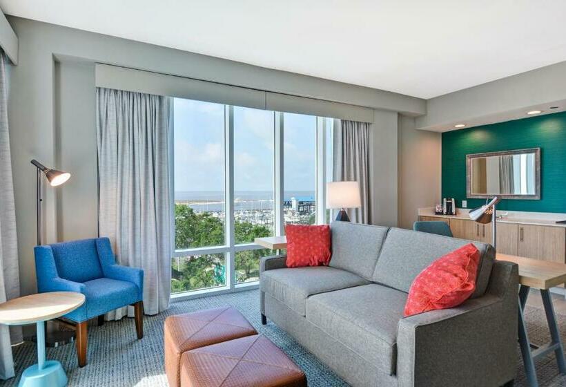 מיטת קינג בסוויטה, Hilton Garden Inn Biloxi