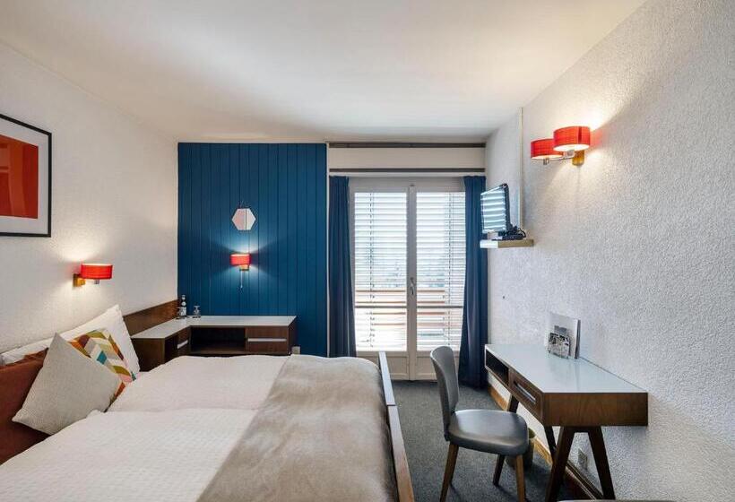 标准间带阳台, Hôtel Historique Chez Elsy   Crans Sapins