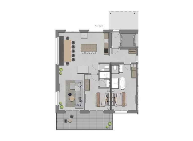 Апартаменты Пентхаус 1 Спальня, Going Triple A Apartments West