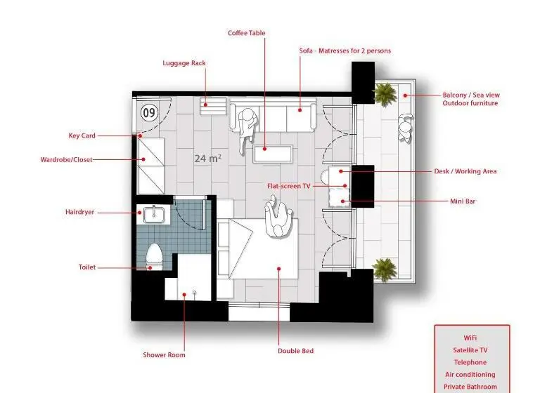 اتاق لوکس با چشم‌انداز دریا, Chios City Inn