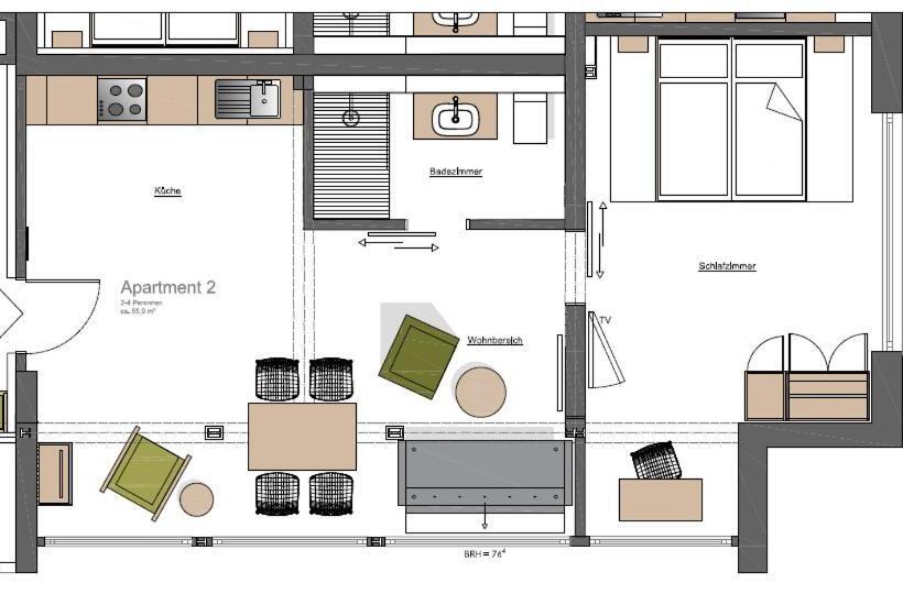Апартаменты 1 Спальня Нижний Этаж, Berg Und Tal Hotel & Apartments