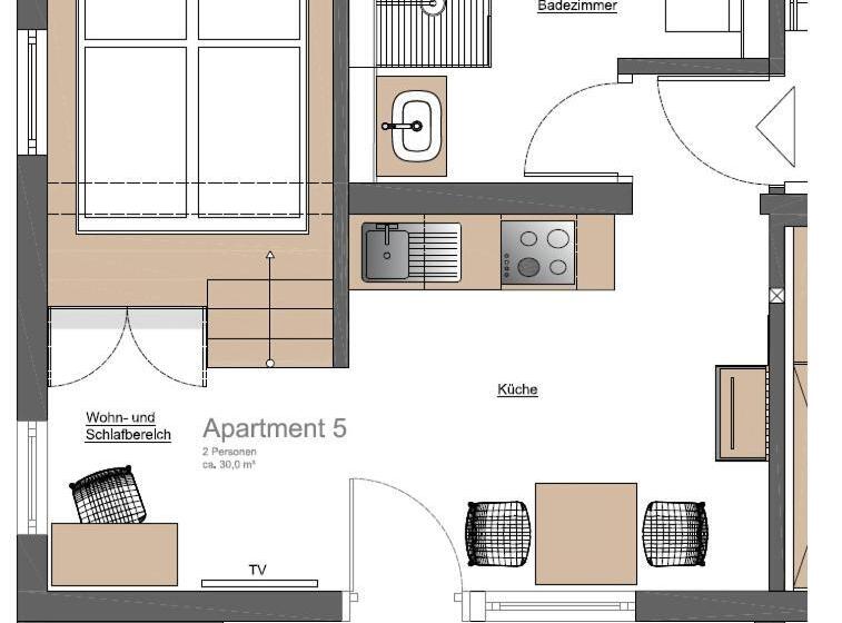 Апартаменты 1 Спальня с Балконом, Berg Und Tal Hotel & Apartments