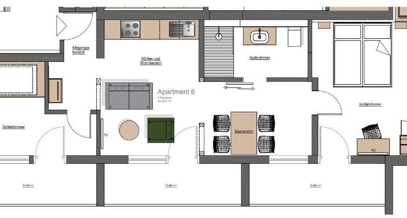 Апартаменты 2 Спальни, Berg Und Tal Hotel & Apartments