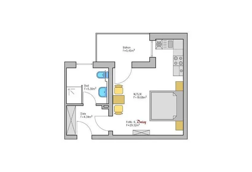 バルコニー付き１ベッドルームアパートメント, Haus Kuhberg