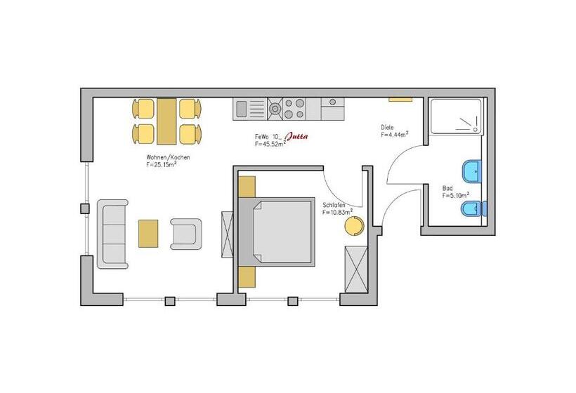 1階の1ベッドルームアパートメント, Haus Kuhberg
