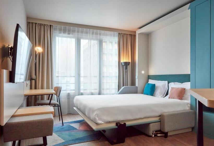 带双人床的标准工作室, Aparthotel Adagio Paris Suresnes Longchamp