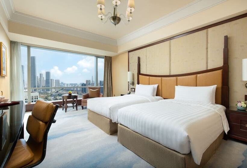 Deluxe Room, Shangri La Wenzhou A Panoramic View Of The River, Adjacent To Wenzhou International Convention And E