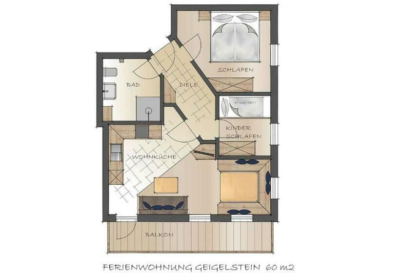 带2个卧室的公寓, Bergbauernhof Simmerl