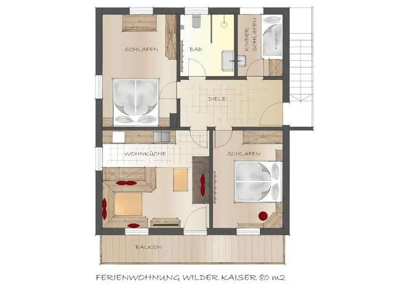 ３ベッドルームアパートメント, Bergbauernhof Simmerl