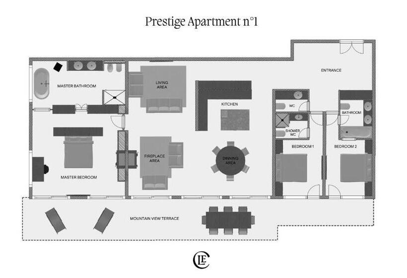 침실 1개 디럭스 아파트, Lecrans