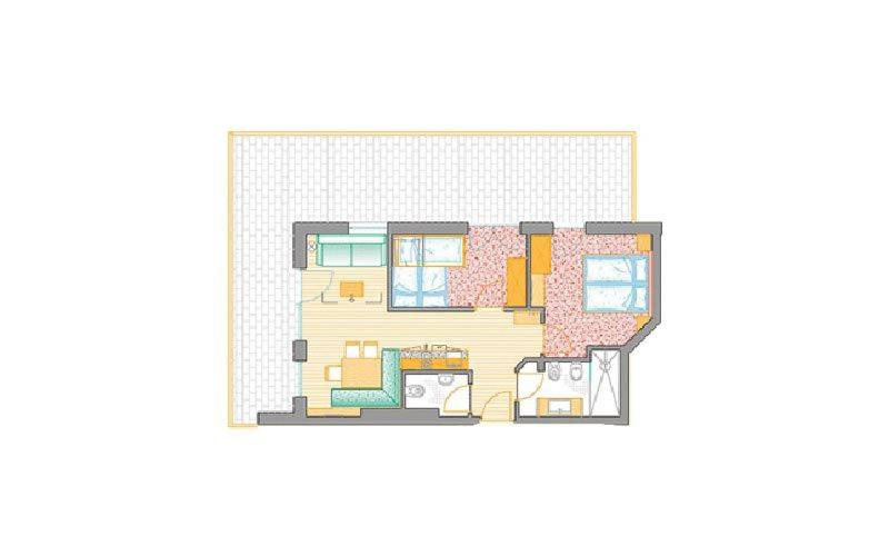 Апартаменты 2 Спальни с Балконом, Apparthotel Gartenresidence Nalserhof