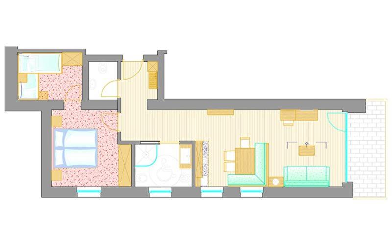 Апартаменты 2 Спальни с Террасой, Apparthotel Gartenresidence Nalserhof