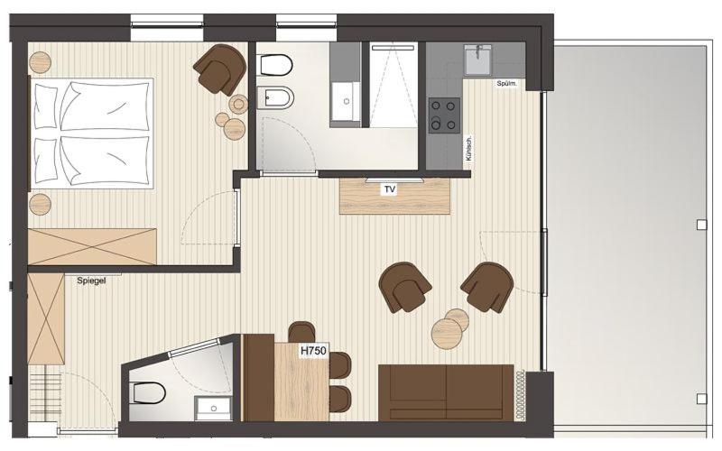 Апартаменты 1 Спальня Вид на Бассейн, Apparthotel Gartenresidence Nalserhof