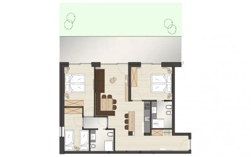 Deluxe-huoneisto 1 Makuuhuone, Apparthotel Gartenresidence Nalserhof