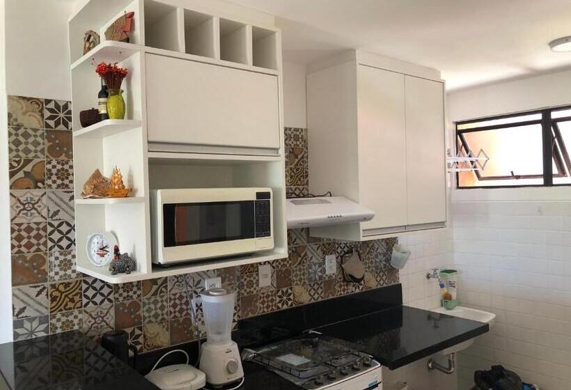 침실 1개 발코니 아파트, 2 Suítes, Guarajuba, Piscina Frente Mar